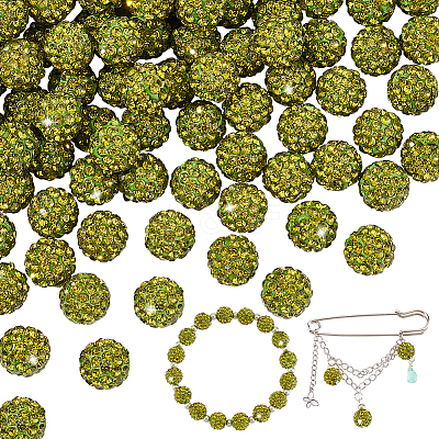 100Pcs Pave Disco Ball Beads RB-PH0001-25C-1