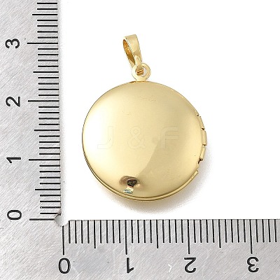 Brass Flat Round Locket Pendants KK-D431-028C-G-1