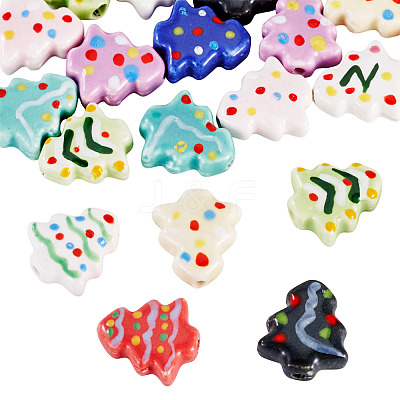 22Pcs 11 Colors Handmade Porcelain Beads PORC-TA0001-34-1