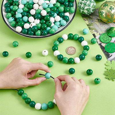 340Pcs 5 Colors Wood European Beads WOOD-PH0003-31-1