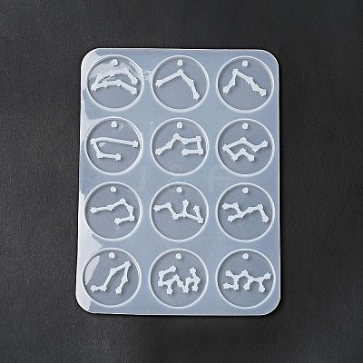 Twelve Constellations Round Pendants Silicone Molds DIY-G073-01-1