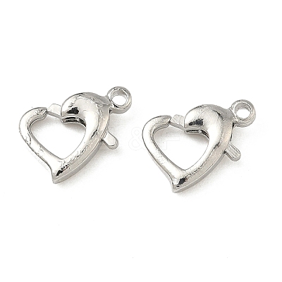 Heart Brass Lobster Claw Clasps KK-H523-06P-1