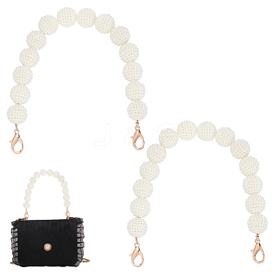 Plastic Imitation Pearl Berry Beaded Chain Bag Handles FIND-WH0111-205-1