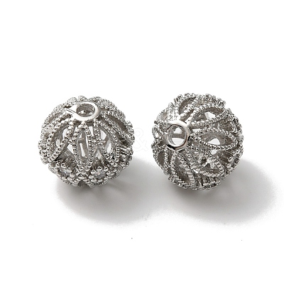 Rack Plating Brass Micro Pave Cubic Zirconia Beads KK-C020-03P-1