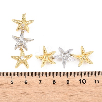 Brass Micro Pave Cubic Zirconia Dangle Stud Earrings EJEW-G471-29B-GP-1