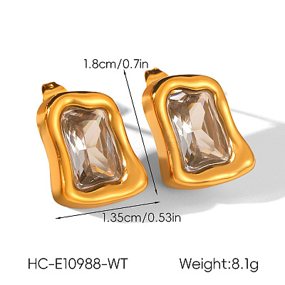 304 Stainless Steel Pave Cubic Zirconia Stud Earrings WG6D4D2-03-1