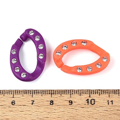 Opaque Spray Painted Acrylic Crystal Rhinestone Linking Rings OACR-T031-03M-1
