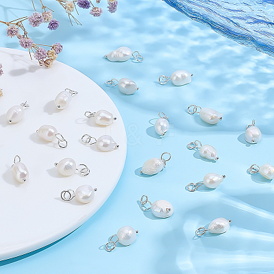 50Pcs Grade B Natural Cultured Freshwater Pearl Rice Charms PEAR-ME0001-04S-1