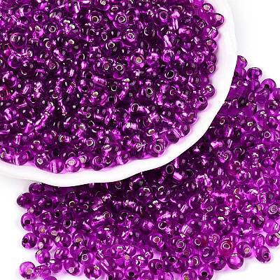 6/0 Baking Paint Transparent Fringe Glass Seed Beads SEED-N006-06H-1