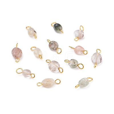 Natural Green Lodolite Quartz/Garden Quartz Links Connectors PALLOY-JF01073-04-1