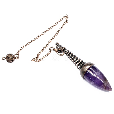 Natural Amethyst Dowsing Pendulum Big Pendants PW-WGFD073-02-1