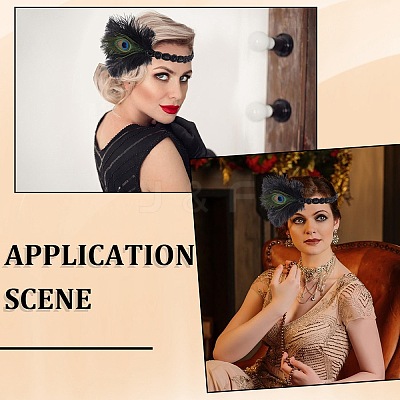 Alloy & Rubber & Rhinestone & Feathers & Seed Glass & Plastic Headbands OHAR-WH20011-15A-1