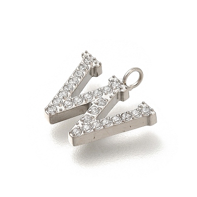 304 Stainless Steel Micro Pave Cubic Zirconia Pendants STAS-H228-06P-W-1