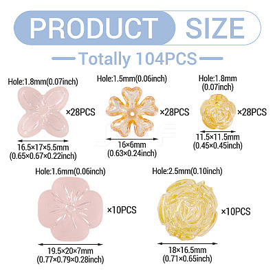 104Pcs 5 Styles Acrylic Beads OACR-TA0004-52-1