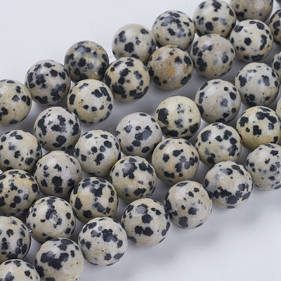 Natural Dalmation Jasper Beads Strands X-G-G515-10mm-06-1