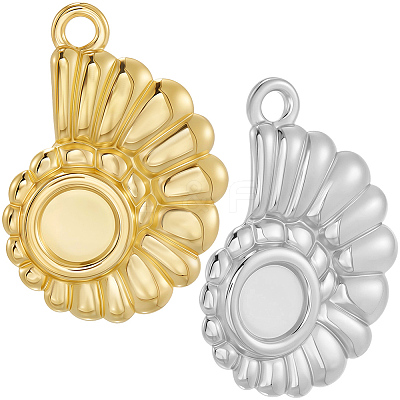 12Pcs 2 Colors 304 Stainless Steel Pendant Cabochon Settings STAS-BBC0007-39-1