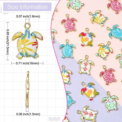 30Pcs 6 Styles Alloy Enamel Pendants ENAM-CJ0004-83-1