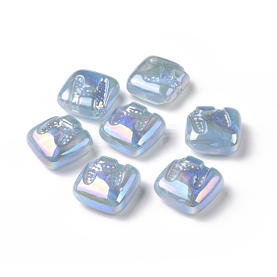 Rainbow Iridescent Plating Acrylic Beads OACR-A010-06E-1