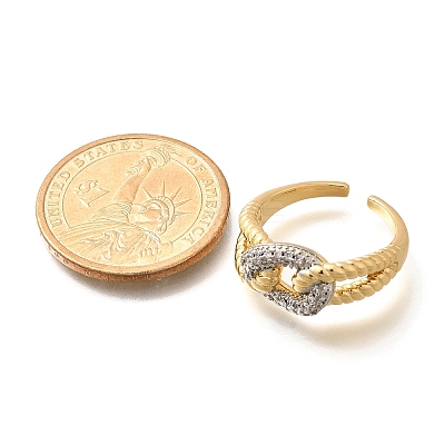 Brass Micro Pave Clear Cubic Zirconia Cuff Rings RJEW-U035-12GP-1