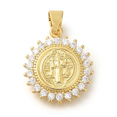 Rack Plating Brass with Cubic Zirconia Pendants KK-Z086-33G-08-1