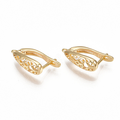 Brass Hoop Earring Findings with Latch Back Closure KK-S350-070G-1