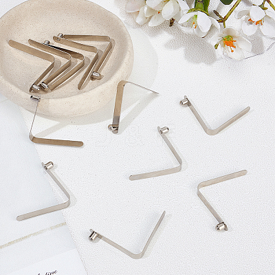 16Pcs V-shape Stainless Steel Push Button Spring Clip STAS-MA0001-13-1