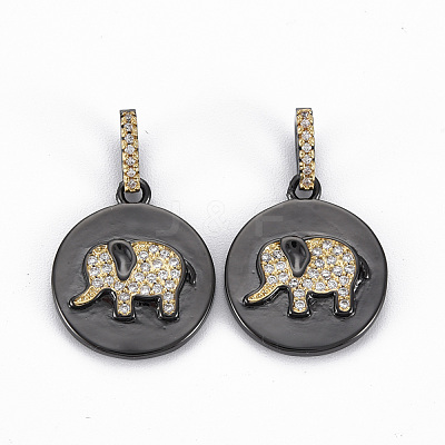 Brass Micro Pave Clear Cubic Zirconia Pendants ZIRC-Q200-041-NF-1