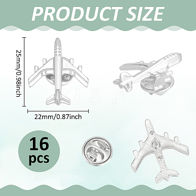 16Pcs Airplane Alloy Brooches for Backpack Clothes JEWB-PH0001-45P-1