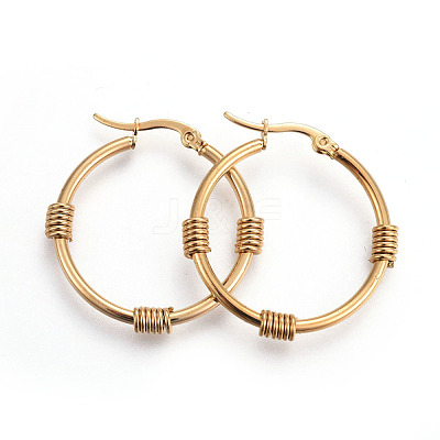 Ion Plating(IP) 304 Stainless Steel Hoop Earrings EJEW-L215-05G-1