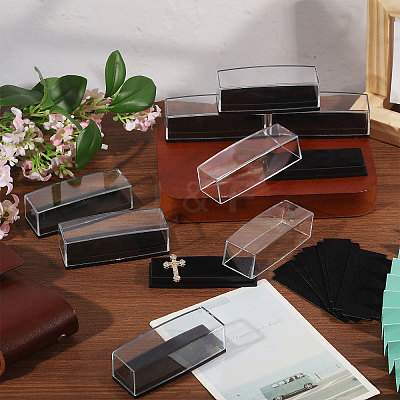 Clear Plastic Lapel Pins Storage Boxes with Velvet Inside CON-WH0112-100A-1