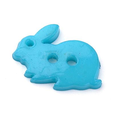 2-Hole Opaque Solid Color Bunny Acrylic Buttons BUTT-S020-35-1