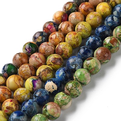 Natural Imperial Jasper Beads Strands G-I122-8mm-M-01-1
