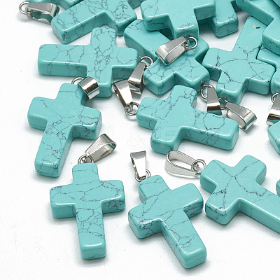 Dyed Synthetic Turquoise Pendants G-T080-15-1