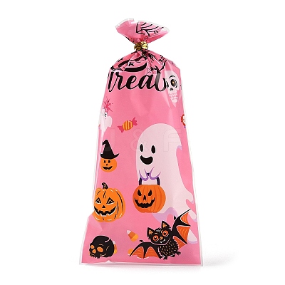 50Pcs Halloween Theme Rectangle Plastic Cookies Bags ABAG-H113-03B-1