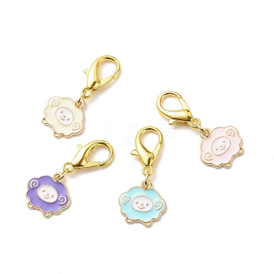 Alloy Enamel Sheep Pendant Decorations HJEW-JM00706-1