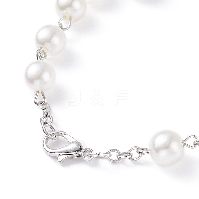 Religious Prayer Imitation Pearl Beaded Rosary Bracelet LS-BJEW-O140-01P-1
