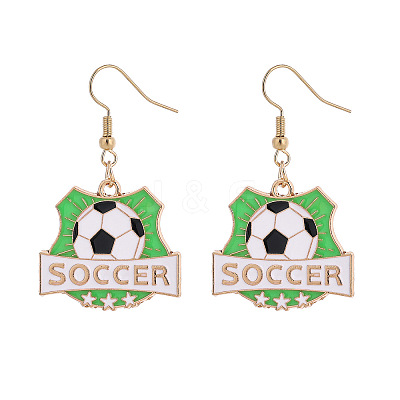 Alloy Enamel Soccer Dangle Earrings for Women WG9D33E-02-1