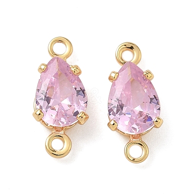 Brass Pave Cubic Zirconia Connector Charms KK-Z136-77G-02-1