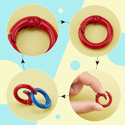 30Pcs 15 Colors Zinc Alloy Spring Gate Rings FIND-PH0006-47-1