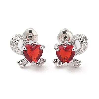 Rack Plating Brass Micro Pave Cubic Zirconia Stud Earrings EJEW-I304-06P-09-1