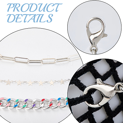 1 Set 3 Styles Iron Hat Chain with Lobster Claw Clasp HJEW-CN0001-31A-1