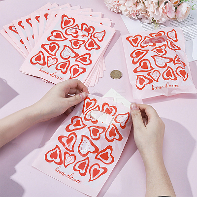 100Pcs Heart Printed Eco-Friendly Reusable Bags ABAG-SP0001-61A-B-1