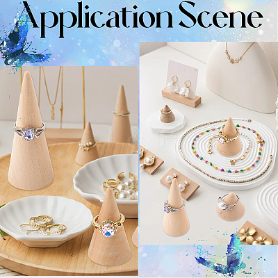 12Pcs 3 Styles Wooden Ring Displays RDIS-SC0001-04-1