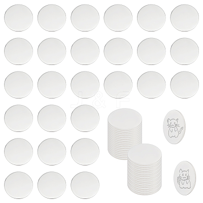 40Pcs Stainless Steel Stamping Blank Tag Cabochons STAS-UN0056-63-1