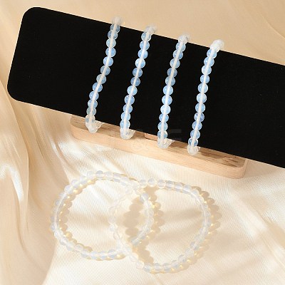 Opalite Beaded Stretch Bracelets BJEW-D446-B-07-1