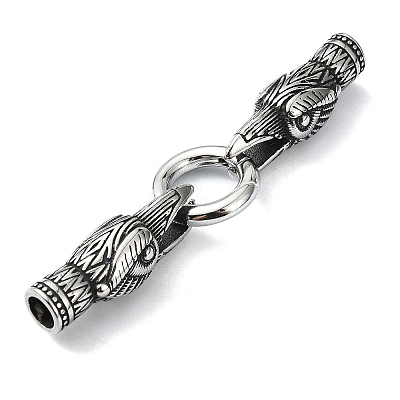 Tibetan Style 304 Stainless Steel Spring Gate Rings FIND-Z046-04AS-03-1