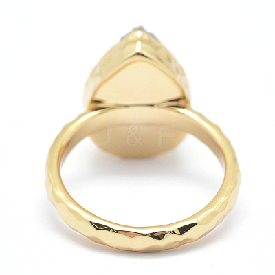 Electroplate Natural Druzy Quartz Crystal Finger Rings RJEW-I055-07G-RS-1