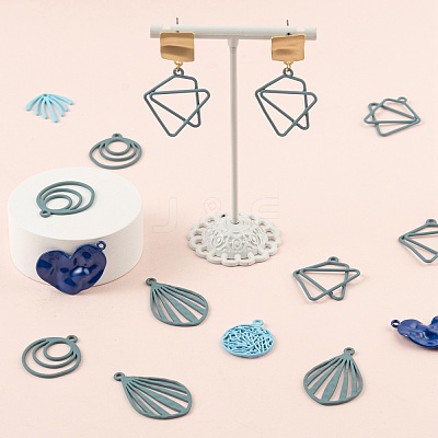 24Pcs 6 Style Blue Series Spray Painted Alloy Pendants FIND-LS0001-62-1