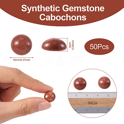 Synthetic Goldstone Cabochons G-R416-12mm-47-1