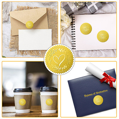 12 Sheets Self Adhesive Gold Foil Embossed Stickers DIY-WH0451-031-1